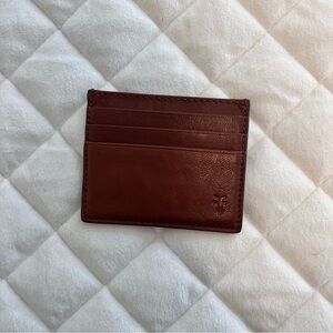 Frye leather card case wallet in cognac